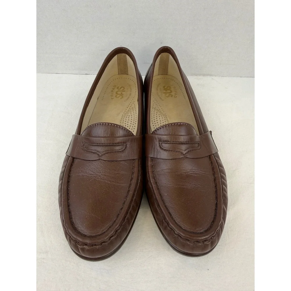 SAS Womens Penny Loafers Brown Leather Tripad Comfort Shoes 8.5 M‎ Made in USA
